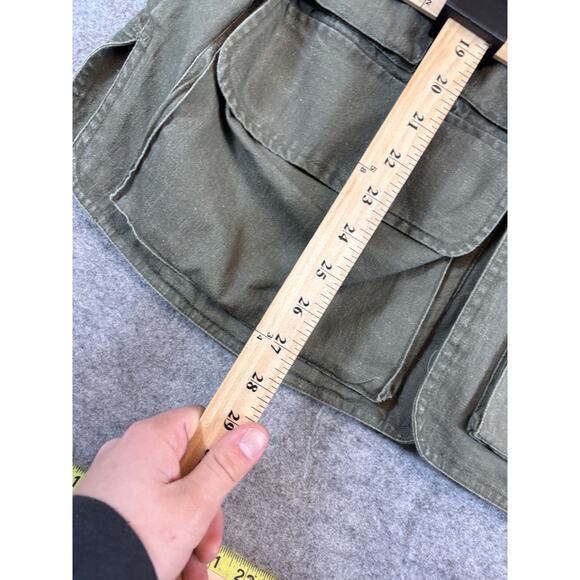 Vintage 90s Trail Designs Hunting Utility Vest Mens Large Khaki Tactical Outdoor - Picture 2 of 5